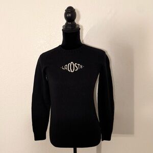 Lacoste Black Crewneck Sweater with White Logo